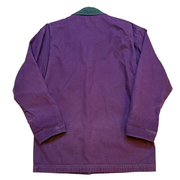 L.L. Bean Mens Burgundy Hunting Barn Coat Plaid Lining Button Front Corduroy Col - Picture 2 of 11